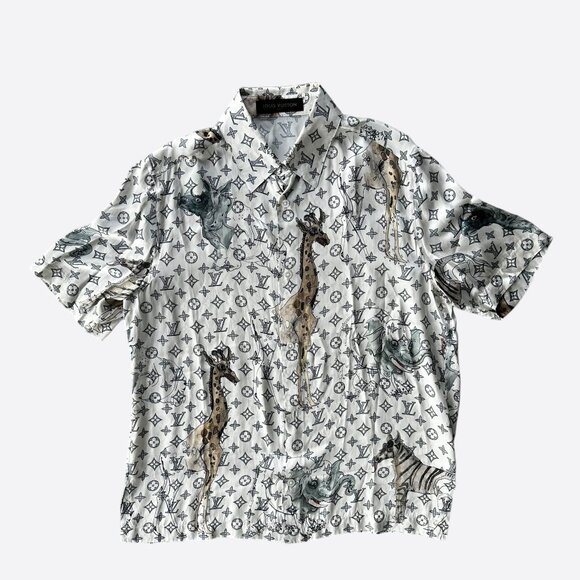 Louis Vuitton Chapman Brothers Cream Monogram Silk Shirt - Picture 1 of 6